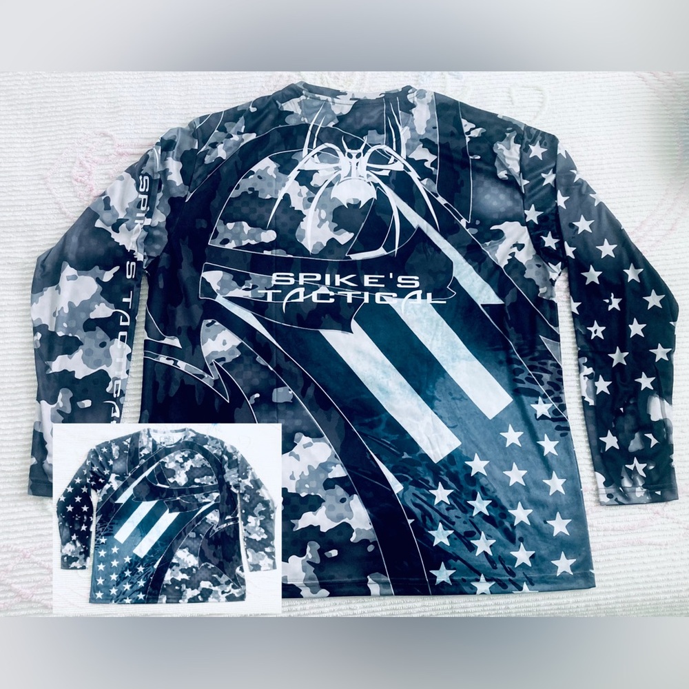 Spikes Tactical Official Jersey XXL L/S Shirt UV Block AOP Camo American Flag